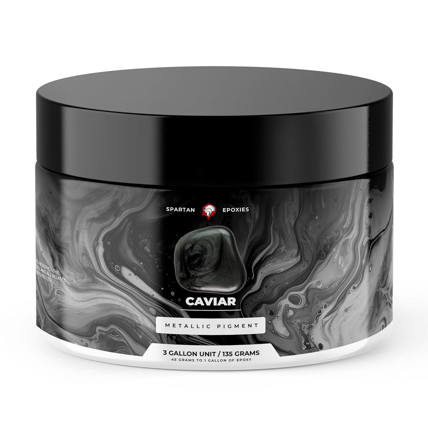 Spartan Epoxies Metallic Pigment Powder for Epoxy - 30 Unique Colors, 4oz for 1 Gallon and 12oz for 3 Gallons of Clear Epoxy, Made in The USA (Caviar, 12oz (135 Grams))
