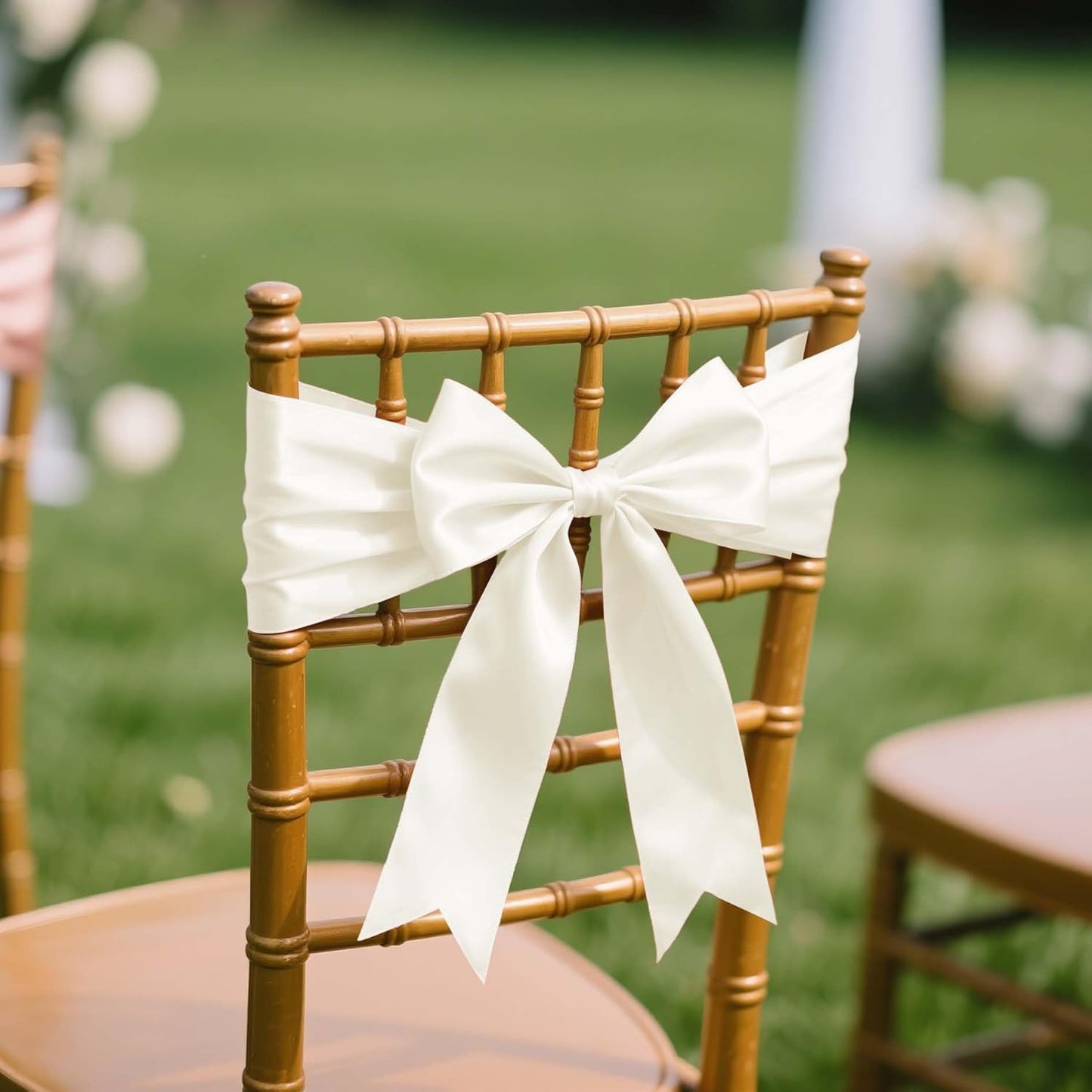 LaRibbons Ivory Satin Ribbon 4 Inch 10 Yards Double Faced Luxury White Cream Silk Ribbon for Gift Wrapping Flower Bouquets Bow Christmas Wedding Party Decoration