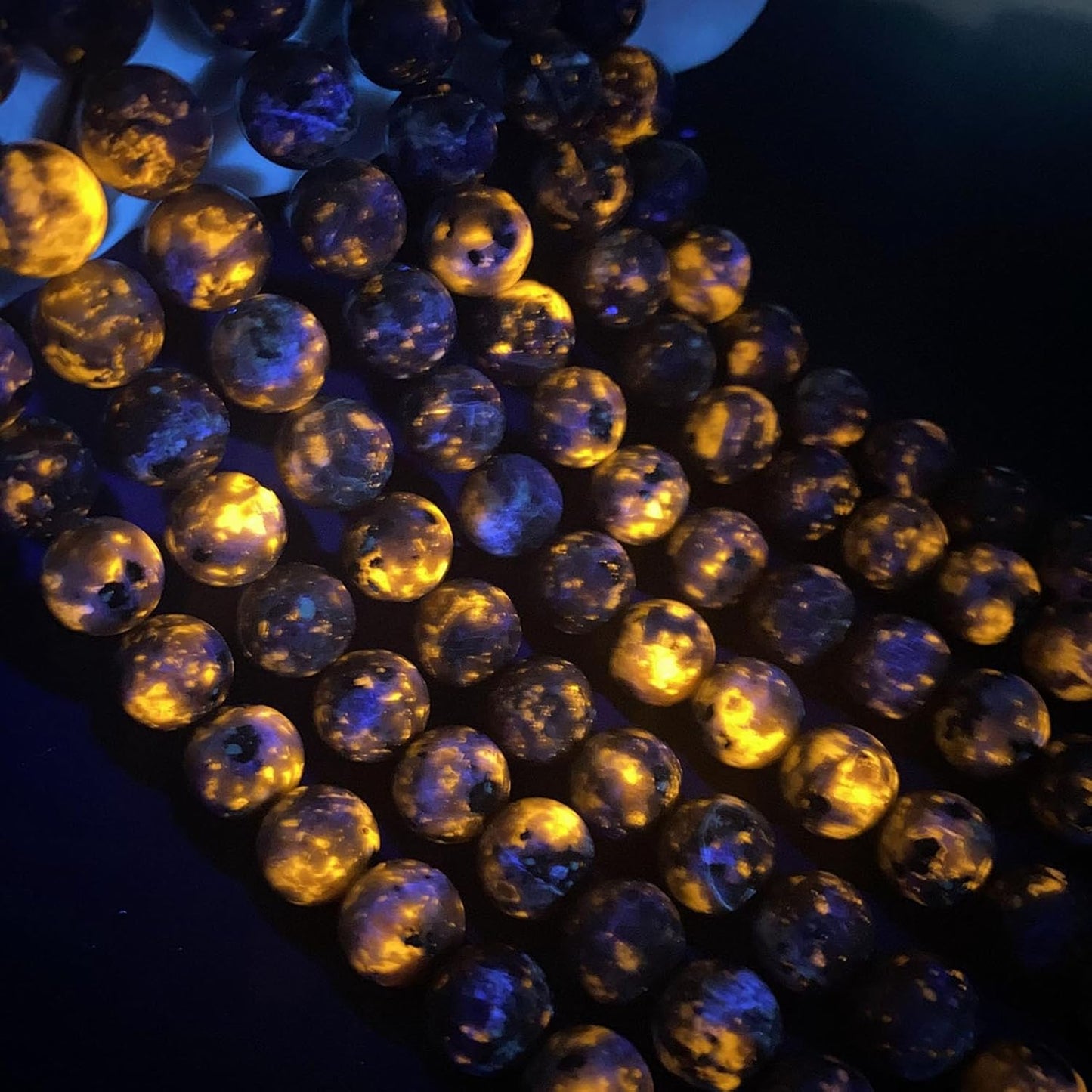 12MM 32pcs Natural Flame Yooperlite Stone Energy Beads Round Loose Beads for Jewelry Making DIY Bracelet Necklace 1 Strands 15"