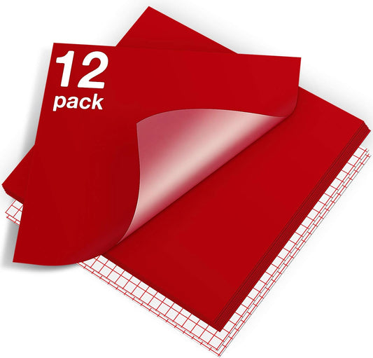 HTVRONT Red Permanent Vinyl - 12 Pack Vinyl for Cutting Machine - 10 Sheets 12" x 12"& 2 Transfer Tape Sheets for Party Decoration, Sticker, Craft Cutter, Car Decal (Glossy)