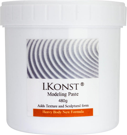 I.KONST Modeling Paste for Creating reliefs and impastos, for Creating Backgrounds. It is Applied with a Knife, and can be Mixed with Acrylic Color. Texture for Canvas, Wood or Paints, 480g, White