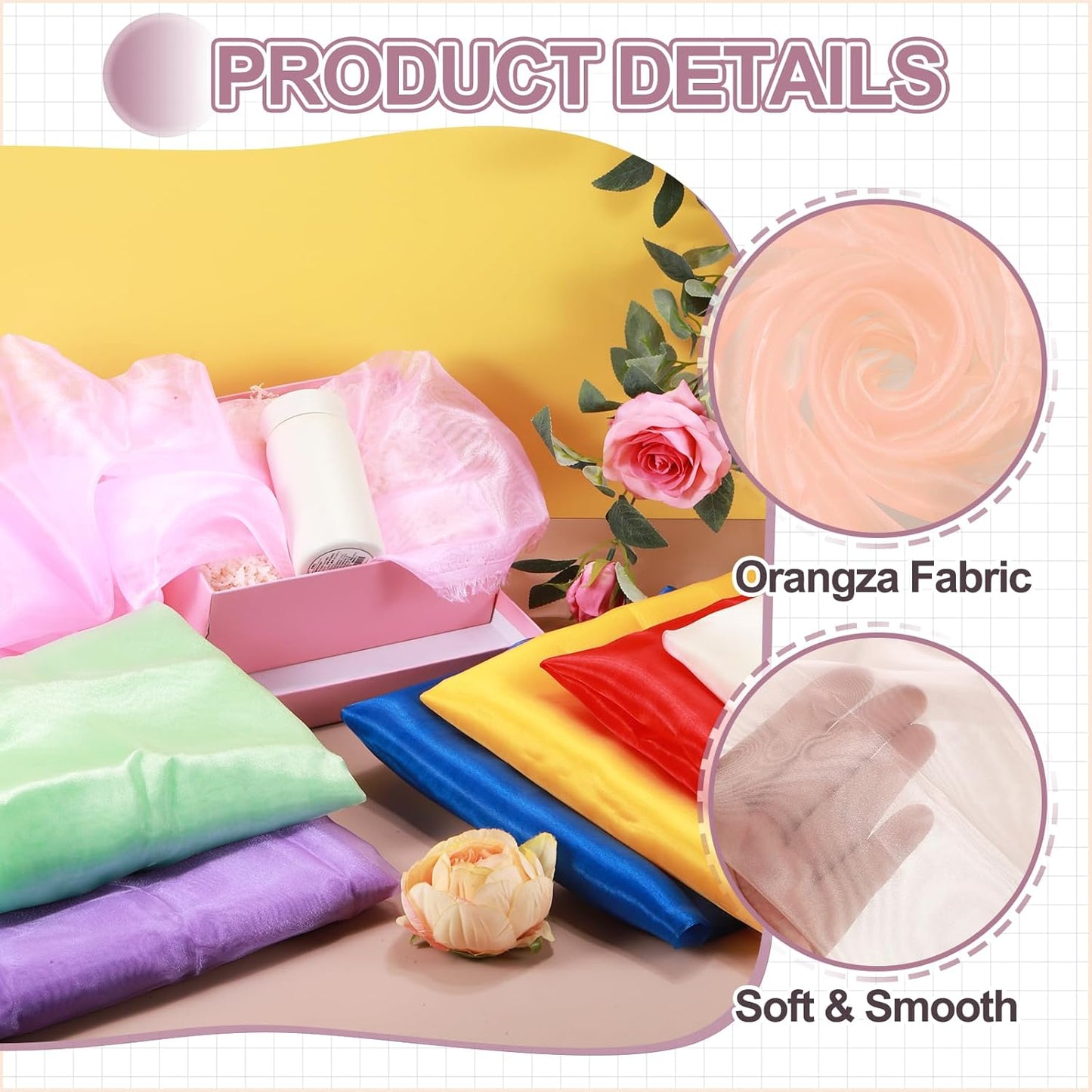 MECCANIXITY Iridescent Sheer Organza Fabric, 10 Yards x 59 Inches Solid Holographic Shiny Fabric Organza Cloth for Wedding, Curtains, Costume, Photo Background, Champagne