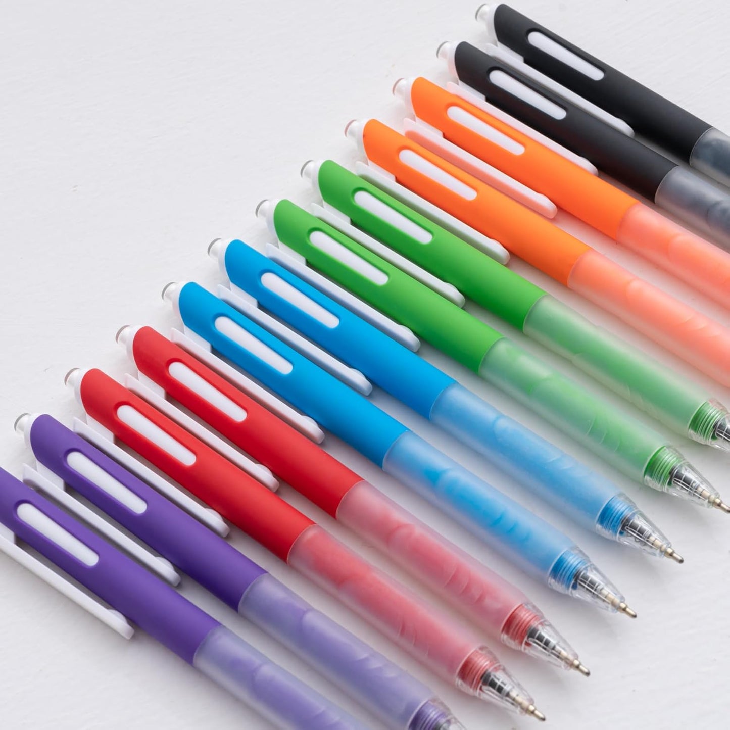 Linbsunne Ballpoint Pens Medium Point 1mm Black Pen with Super Soft Grip Ball Point Pen for Men Women Retractable Pens (Style2, 24-pack)