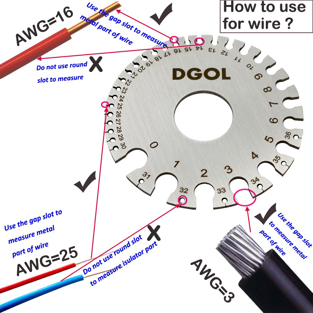 DGOL Stainless Steel SWG Sheet Metal Wire Cable Gage Standard Thickness Gauge with Very Clear Numbers and Letters