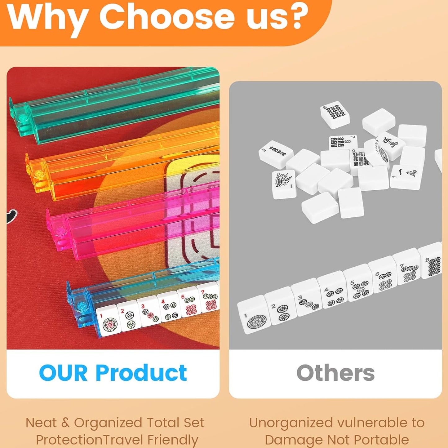 Mahjong Racks with Pushers,4 Colors Acrylic American Majiang Tile Racks,Imports Modern Mahjong Racks with Built-in Pushers- Set of 4