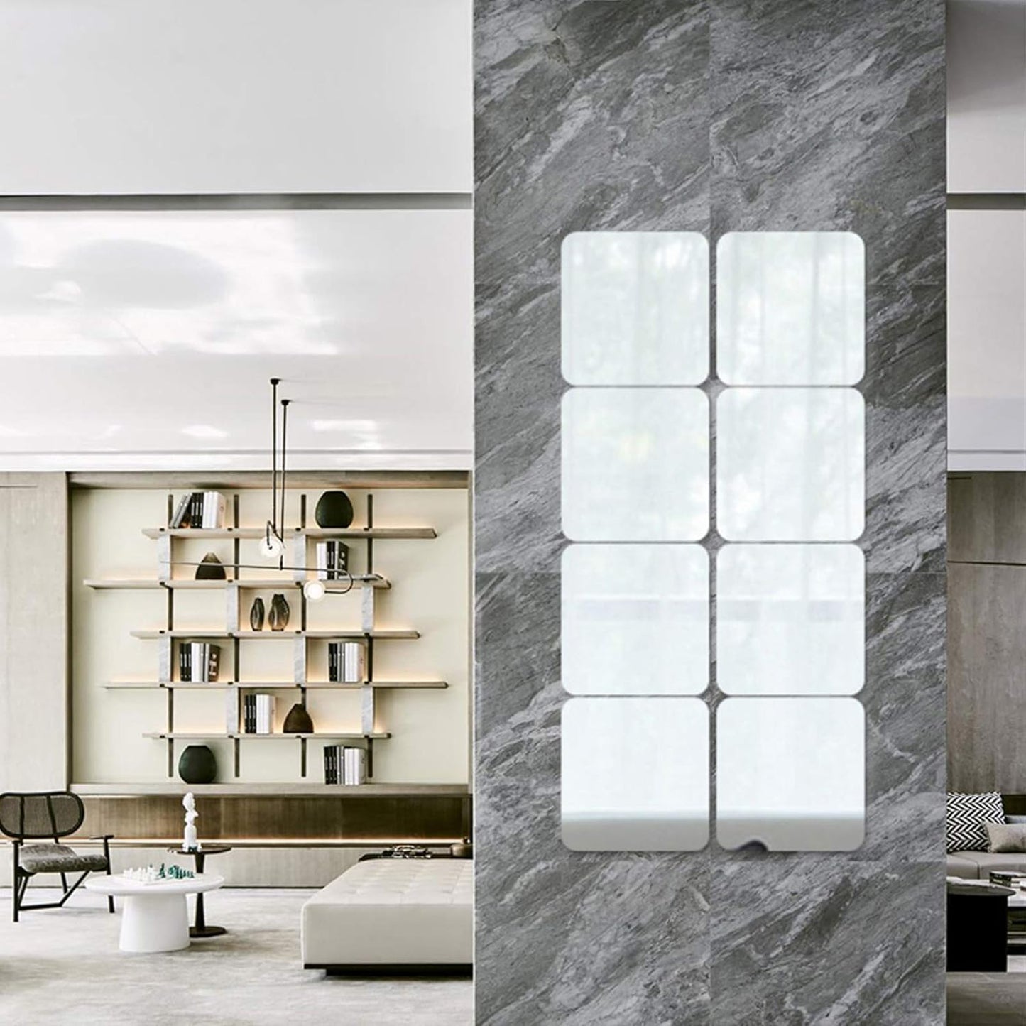 Acrylic Self Adhesive Mirror Sheet for Wall, Plastic Non Glass Sticky Kid Safety Mirror Tiles for Wall Rectangle 13.5x16 inch 4Pcs