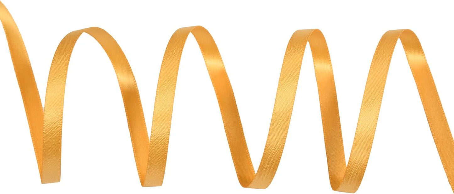 YAMA Gold Double Face Satin Ribbon Roll 1/4 Inch 25 Yards Thin Gold Ribbon for Gift Wrapping Ribbons Decorations DIY Crafts Arts