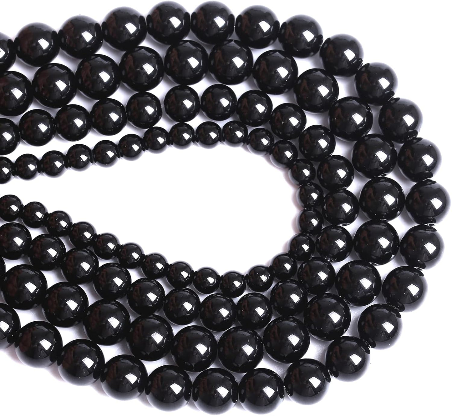 8mm 100pcs Natural Black Agates Onyx Stone Beads Smooth Round Loose Spacer Beads for Jewelry Making DIY Bracelets 32" 2 Strands
