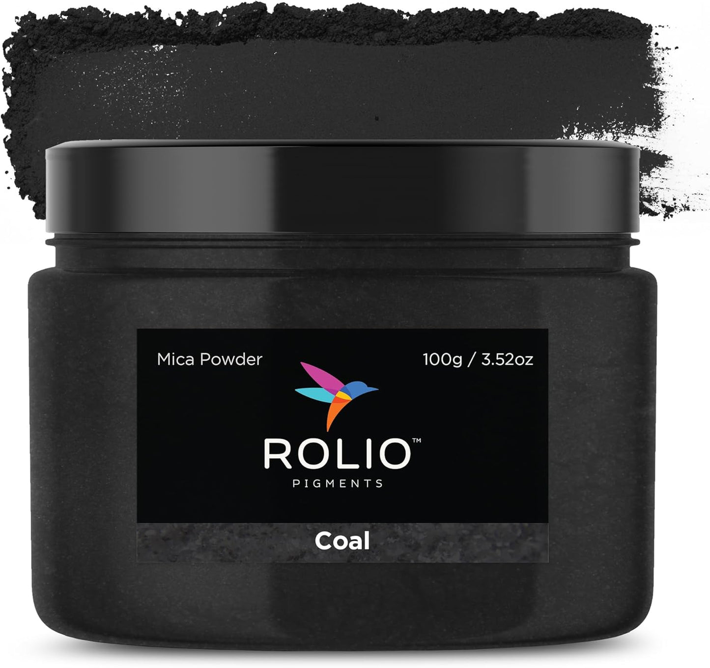 Rolio - Mica Powder - 100G / 3.5oz of Pigment for Paint, Dye, Soap Making, Nail Polish, Epoxy Resin, Candle Making, Bath Bombs, Slime - (Coal)
