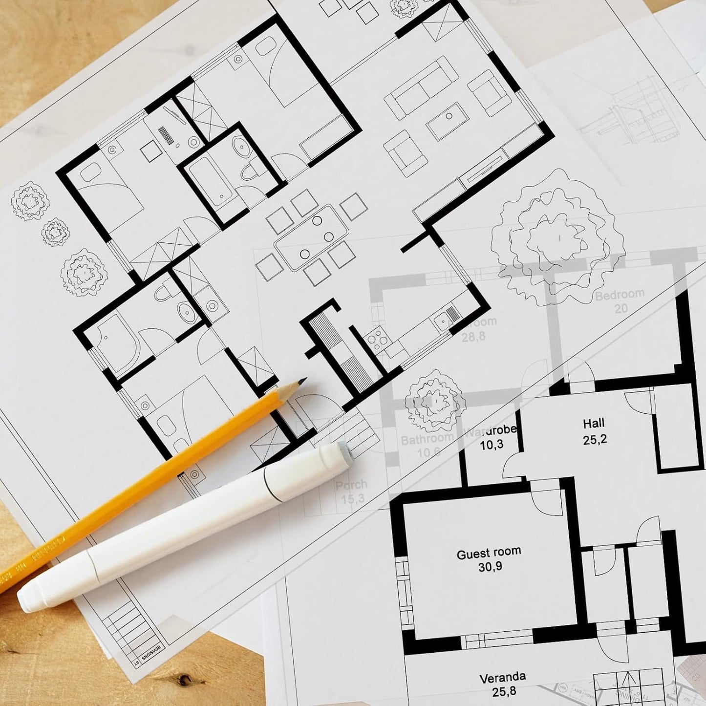 Gilprop 10 Sheets Architectural Vellum Paper 24" x 36" Drafting Vellum Tracing Sheets White Translucent Drafting Paper Rag with Border and Title Block for Drawing Sketching Architecture Building