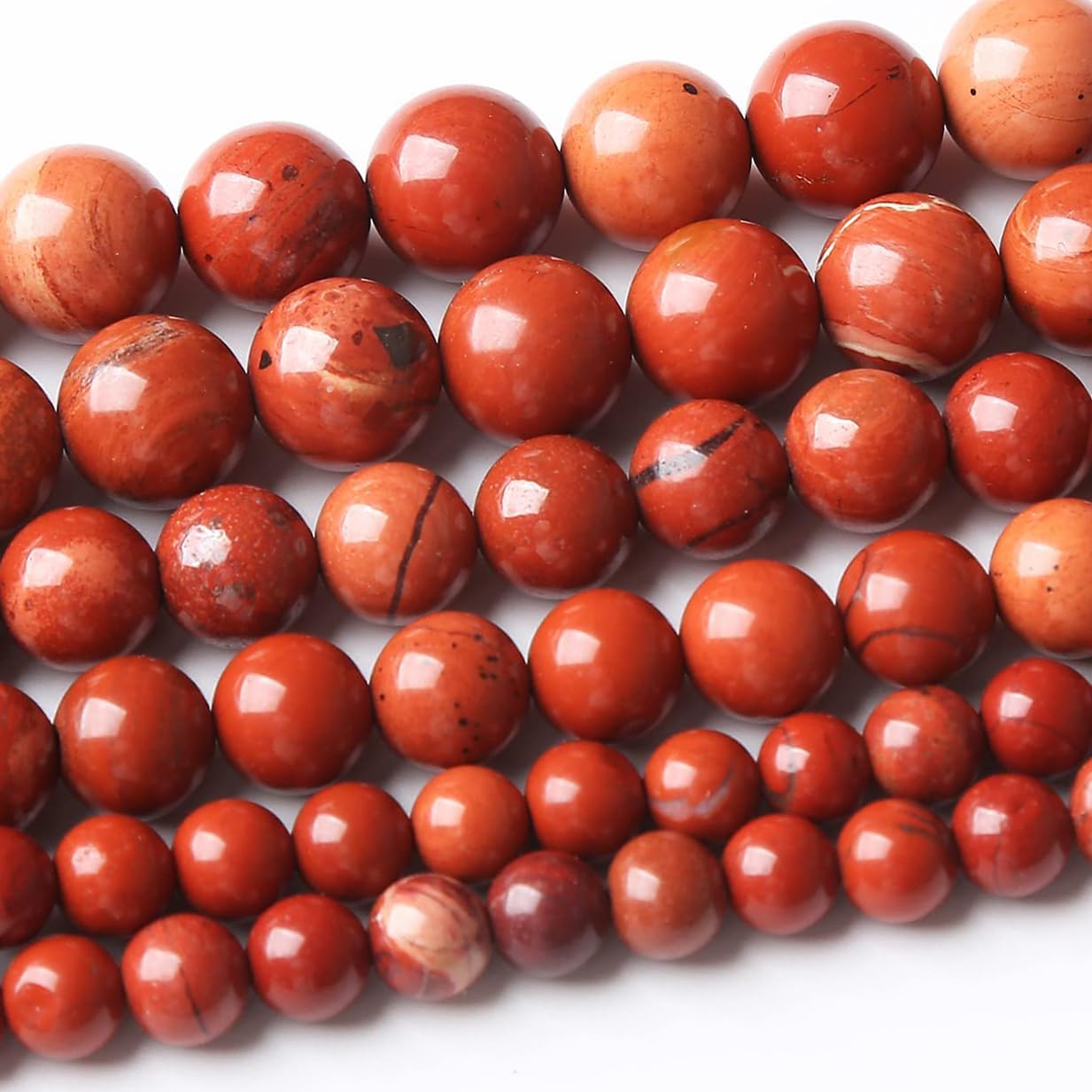 90PCS 4MM Red Jasper Beads Round Loose Stone Beads for Jewelry Making DIY Energy Stone Healing Power Bracelet 15"
