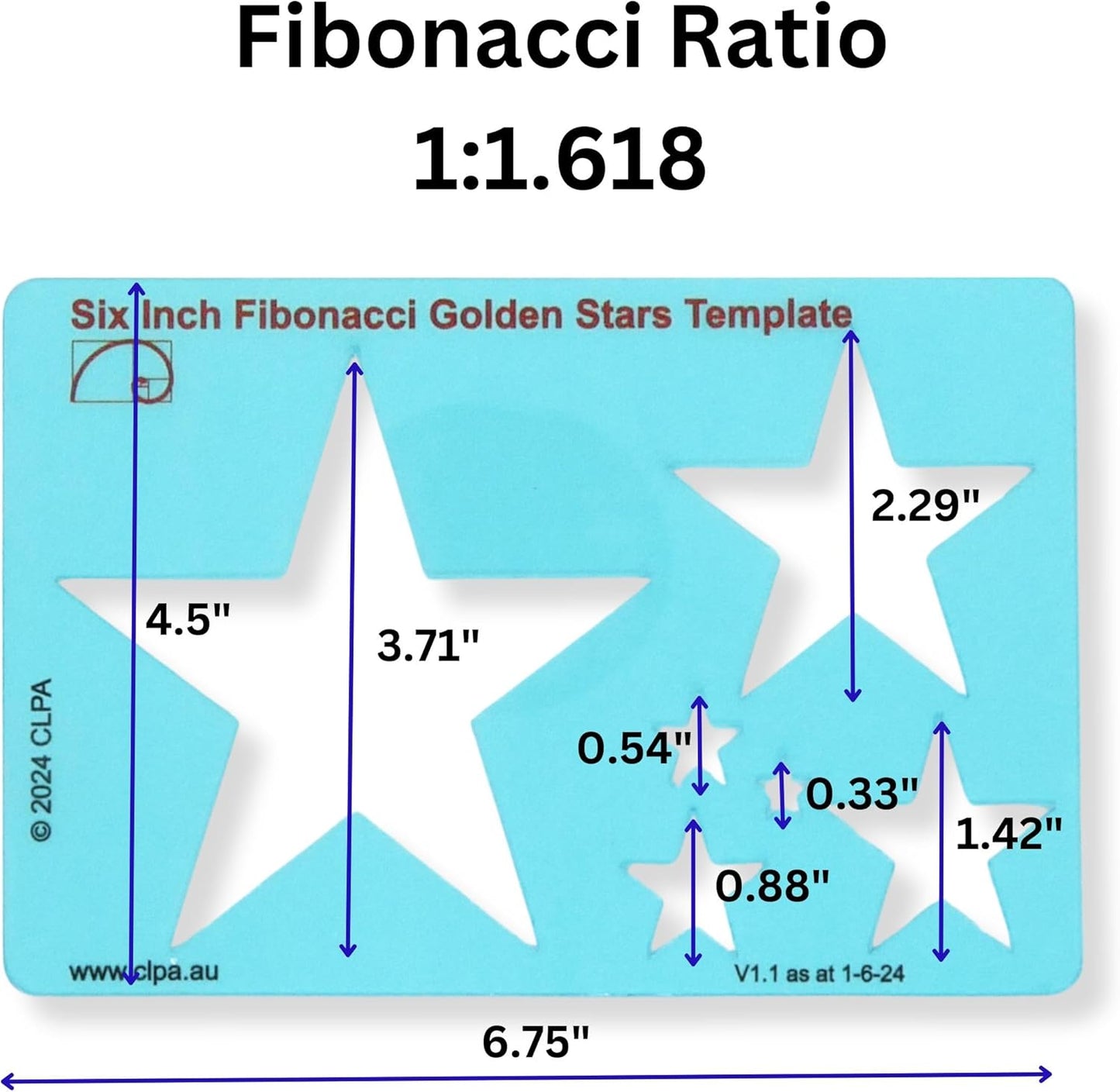 Star Stencil Template for Drawing and Drafting: A Fibonacci-Inspired Star Template for Drawing Tool for Artists Allows The Simple Application of The Golden or Divine Ratio for Artistic Design