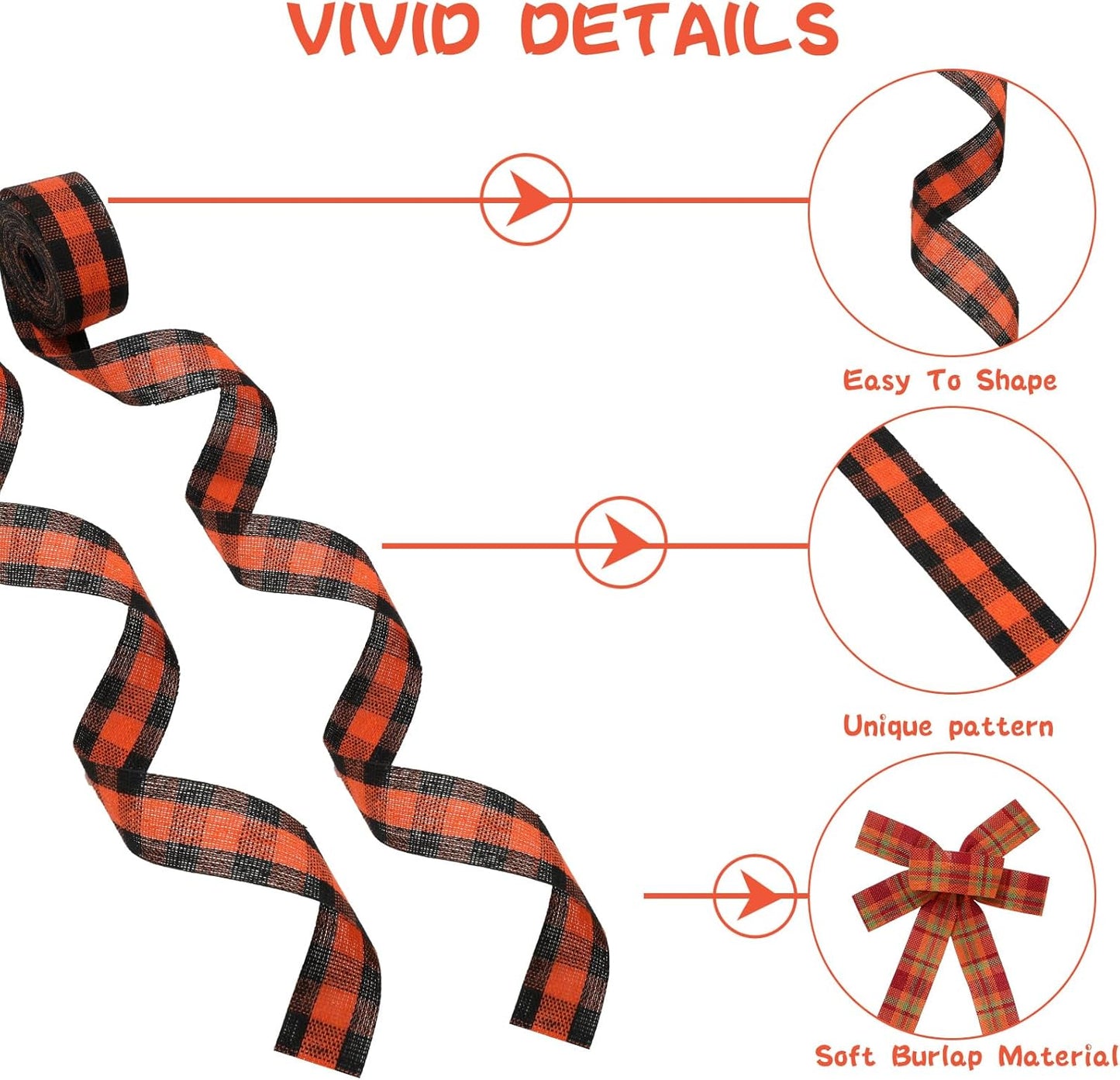 10 Rolls 50 Yard Fall Plaid Burlap Ribbon Rolls 1 Inch Autumn Gift Wrapping Ribbon Decorative for DIY Crafts Wreath Bow Making Supplies Home Decor