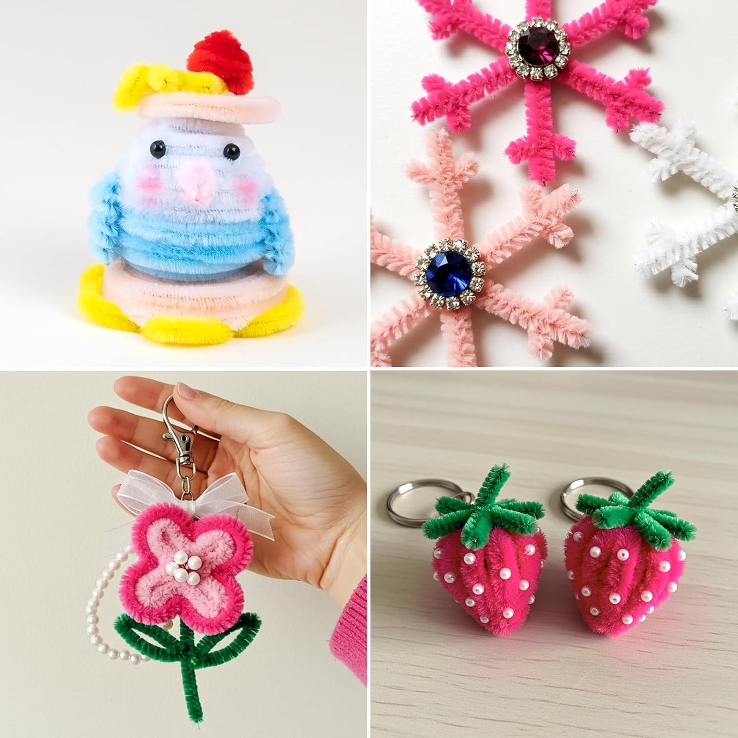 Caydo 300 Pieces Pink Pipe Cleaners, Thick Fluffy Chenille Stems, Pipe Cleaner Crafts for Arts & Crafts, Perfect for Making Animals, Flowers, and Festive Decorations