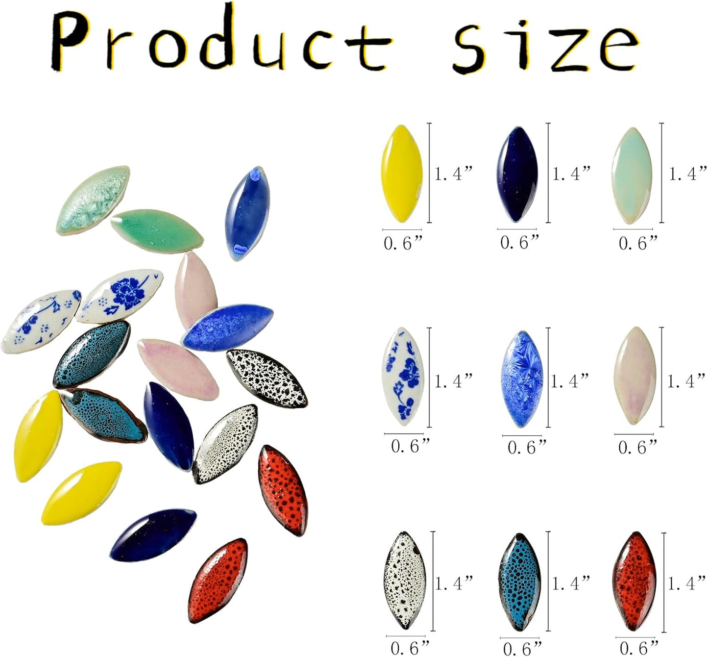 70 Pieces Petal Mosaic Tiles Ceramic Tiles, Bulk Stained Ceramic Pieces Supplies, Flower Leaves Mosaic Ceramics Mosaic Pieces Kit for DIY Crafts Plates Picture Frames Home Decorations - Light Blue