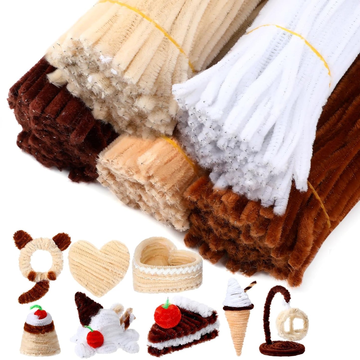 DaisyInner 700 Pcs Halloween Fall Pipe Cleaners Craft Bulk Pastel Chenille Stems Flower DIY Gradient Colored Fluffy for School Classroom Thanksgiving Christmas Party Supplies(Brown Boho Color)