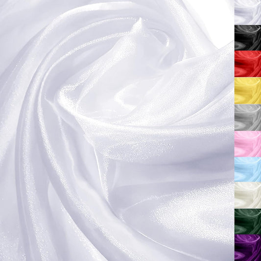 White Organza Fabric – 44" x 5 Yards Wide Sheer Tulle for Wedding Arch Draping, Gowns, Table Runners, Party Decor, Curtains & DIY Crafts – Translucent Fabric for Elegant Projects