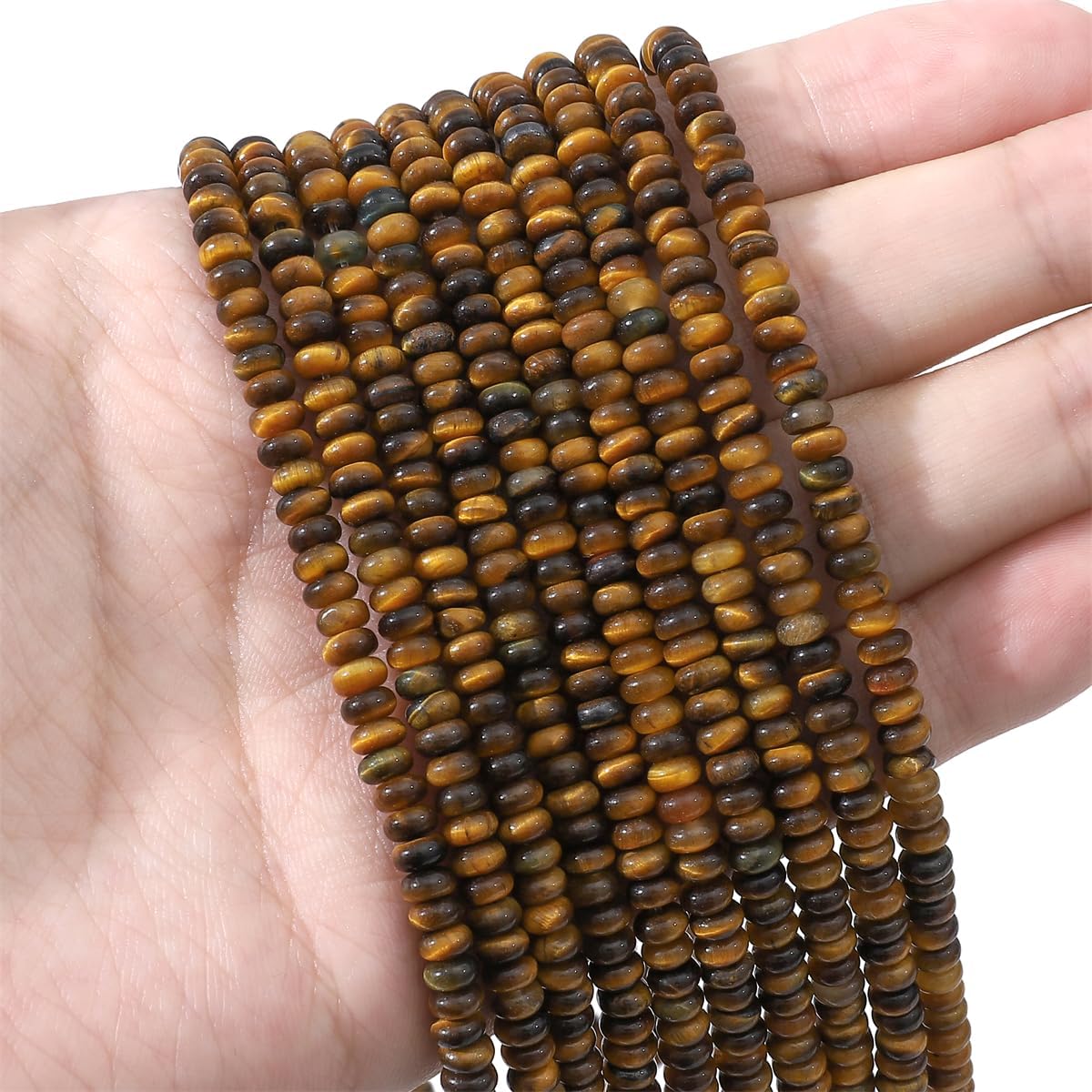 Natural Yellow Tiger Eye Disk Stone Beads 4x2mm 160pcs Rondelle Loose Semi Gemstone Beads for Jewelry Making Design