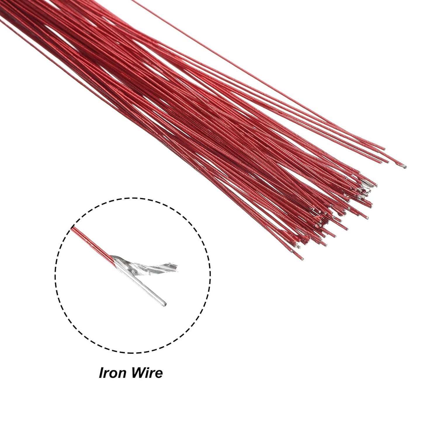 PATIKIL 32 Inch 22 Gauge Floral Stem Wire, 3 Pack/120 Pieces Bouquet Stem Paper Wrapped for DIY Crafts Flower Arrangements, Red
