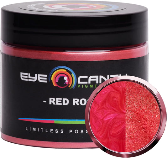 Eye Candy Pigments Premium Red Mica Powder - Red Rose (50gr) - for Epoxy, Resin, Soap, Paint, Woodworking, Acrylic Pouring, Bath Bombs, Fishing Lures - DIY Arts and Crafts Additive