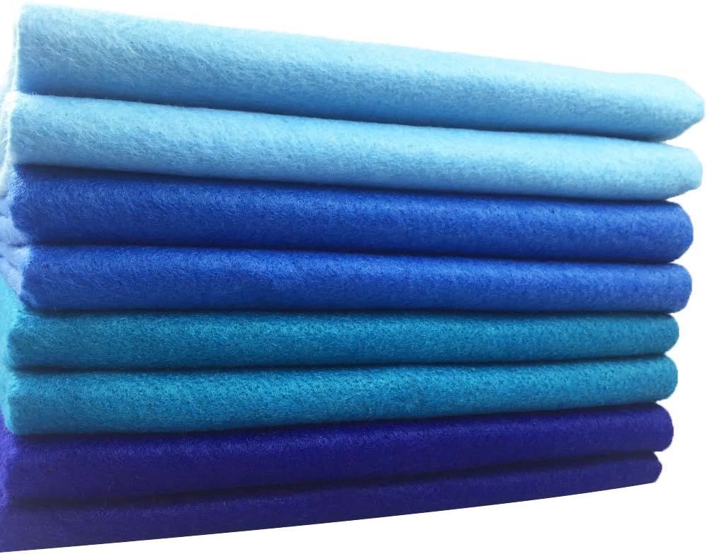 4pcs Thick 1.4mm Soft Felt Fabric Sheet Assorted Color Felt Pack DIY Craft Sewing Squares Nonwoven Patchwork (92x90cm Blue)