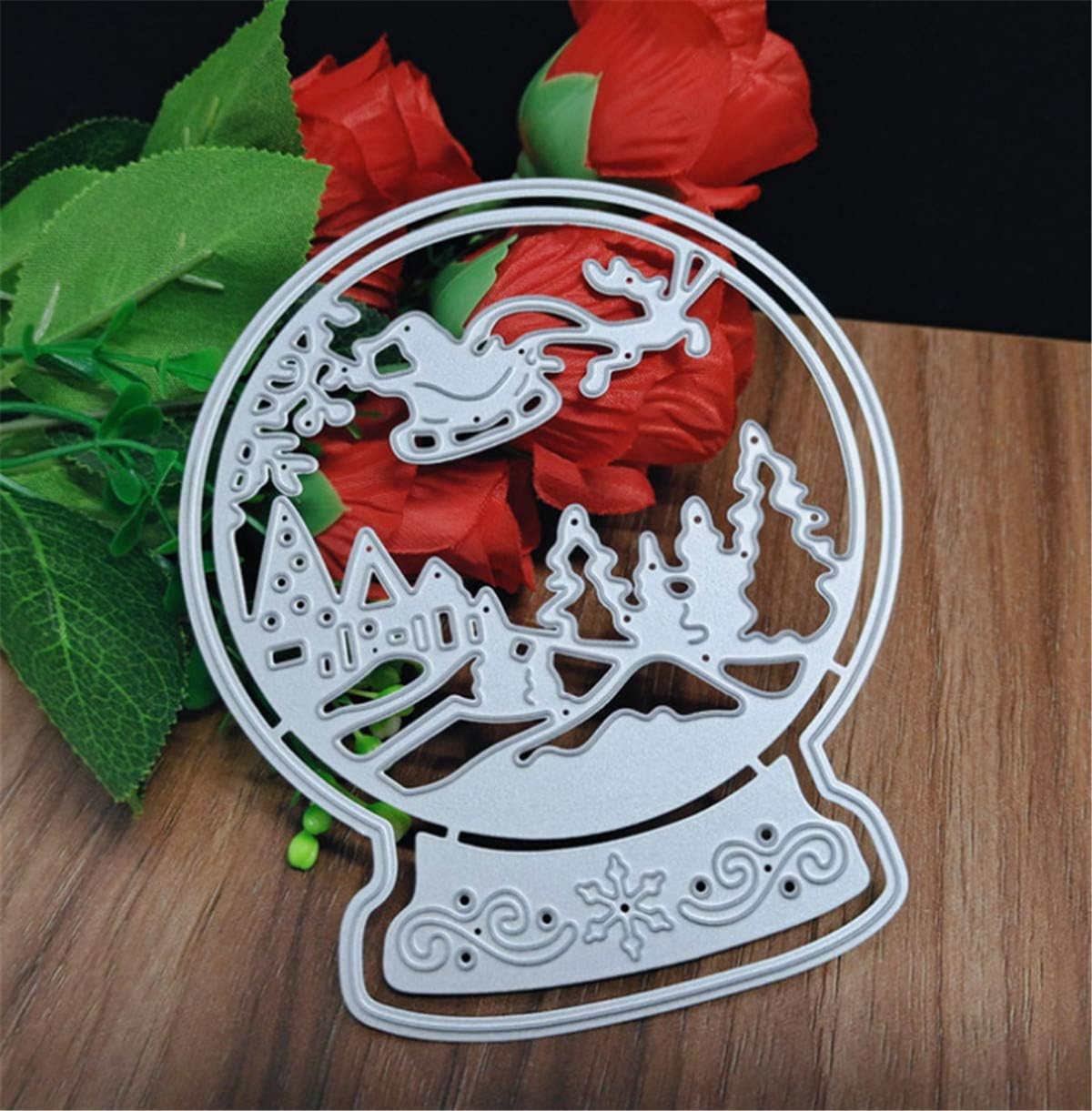 Metal Cutting Dies DIY Merry Christams Embossing Stencil Template Scrapbooking Card Making Mold Photo Album Arts Crafts Tools (Christmas Sleigh ball-11x13.1cm)
