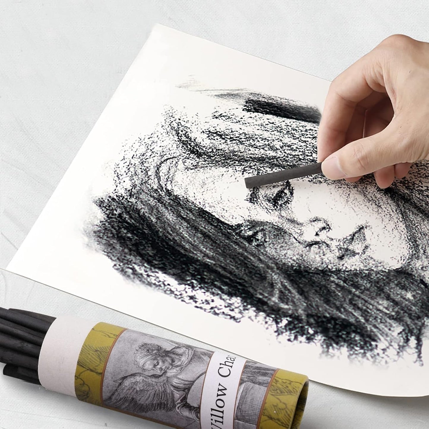 LOONENG Willow Charcoal Sticks, Natural Willow Charcoal for Artists, Beginners or Kids of All Skill Levels, Great for Sketching, Drawing and Shading, Approx 5-7mm in Diameter, Pack of 25