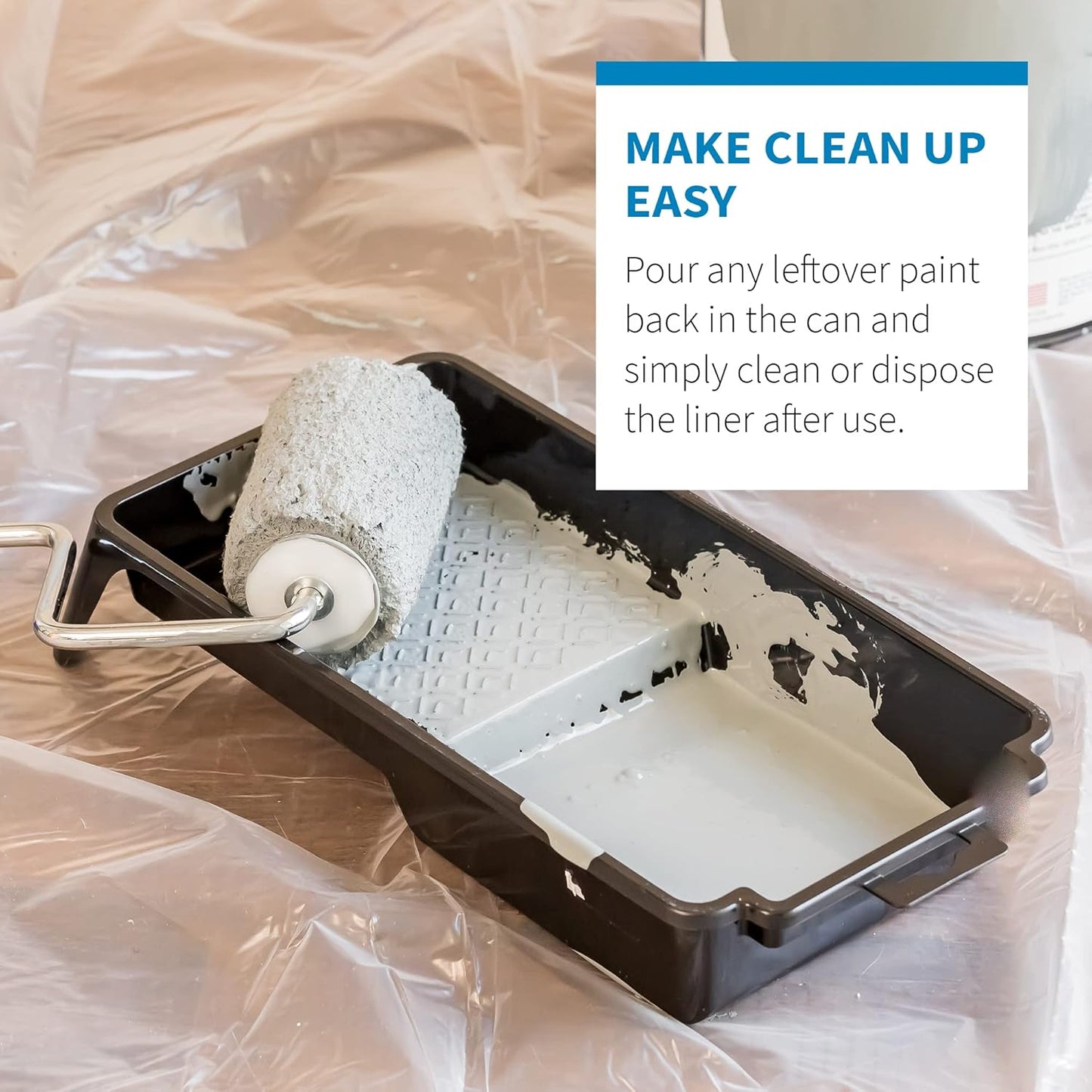 Precision Defined Paint Trays, Paint Roller Trays Liner, Plastic Paint Pan for Roller Brushes, Painting Tray for Painting with Deep Paint Pocket (Paint Tray & Liner (12-Pack), 4-inch)