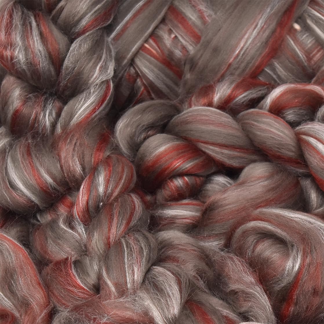 Merino Silk Luxe Tonal Designer Blend. Superfine Merino, Mulberry, Tussah Silk. Top Roving for Spinning or Felting. Sienna Sunset 4oz