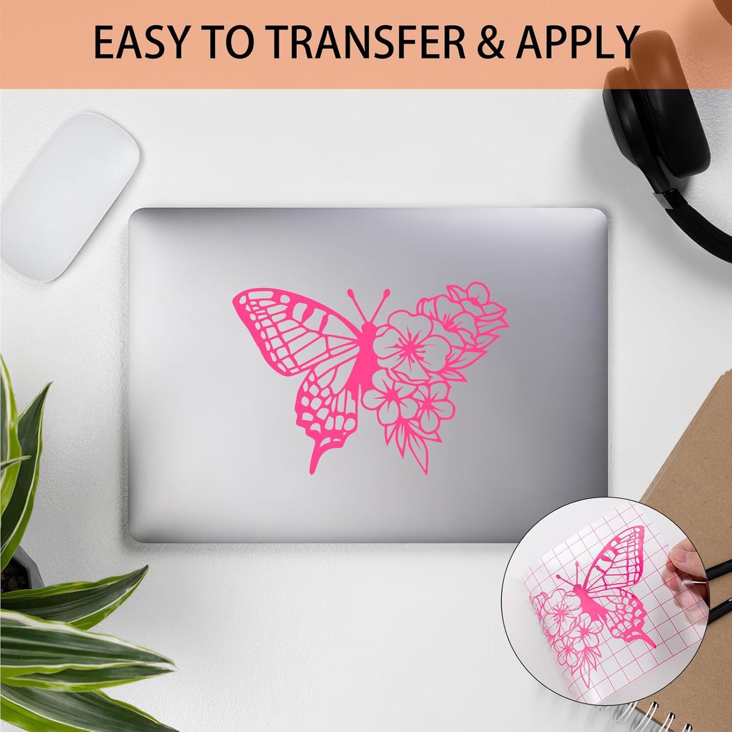 HTVRONT Neon Pink Permanent Vinyl, 12" x 40 FT Adhesive Permanent Vinyl Roll for All Cutting Machine, Silhouette, Cameo Cutters, Signs, Scrapbooking, Craft, Die Cutters (Glossy Neon Pink)