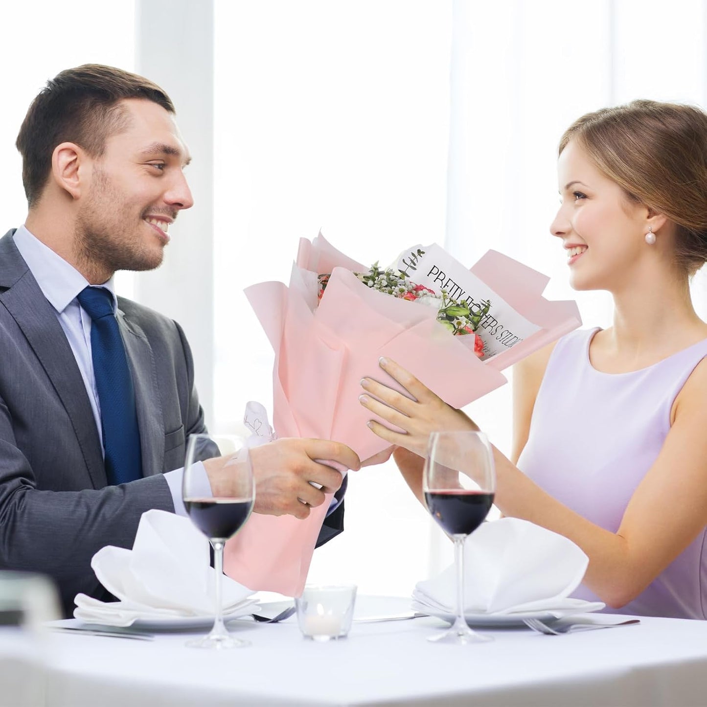 FUHITIM 20 Sheets Flower Wrapping Paper -Waterproof Floral Bouquet Wrapping Paper Used for DIY Crafts, Gift Packaging, Florist Supplies Packaging Paper for Wedding Birthday Gift (Misty Light Pink)