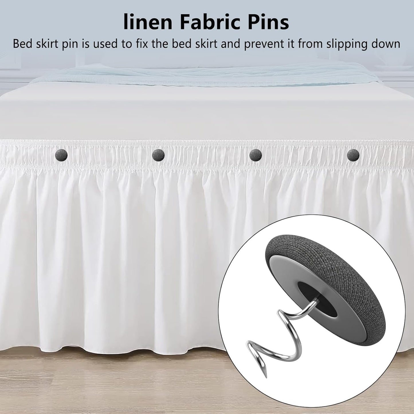 12 Colors Fabric Covered Button Twist Pins Dust Ruffle Pins- for Sofa，Upholstery，Armchair Caddies, Armrest Covers,Bed Skirts, Slipcovers, Headliners (Dark Grey, 24)