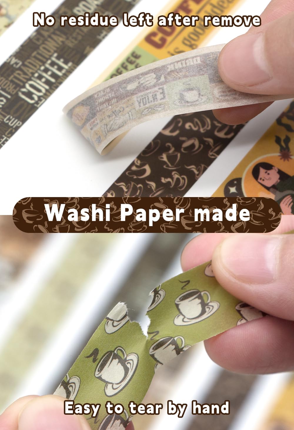 Coffee Themed Washi Tape Set, 14 Rolls Vintage Crafts Tape, Art Decorative Tape for Scrapbooking Supplies, Junk Journal, Bullet Journaling, Vision Board Supplies