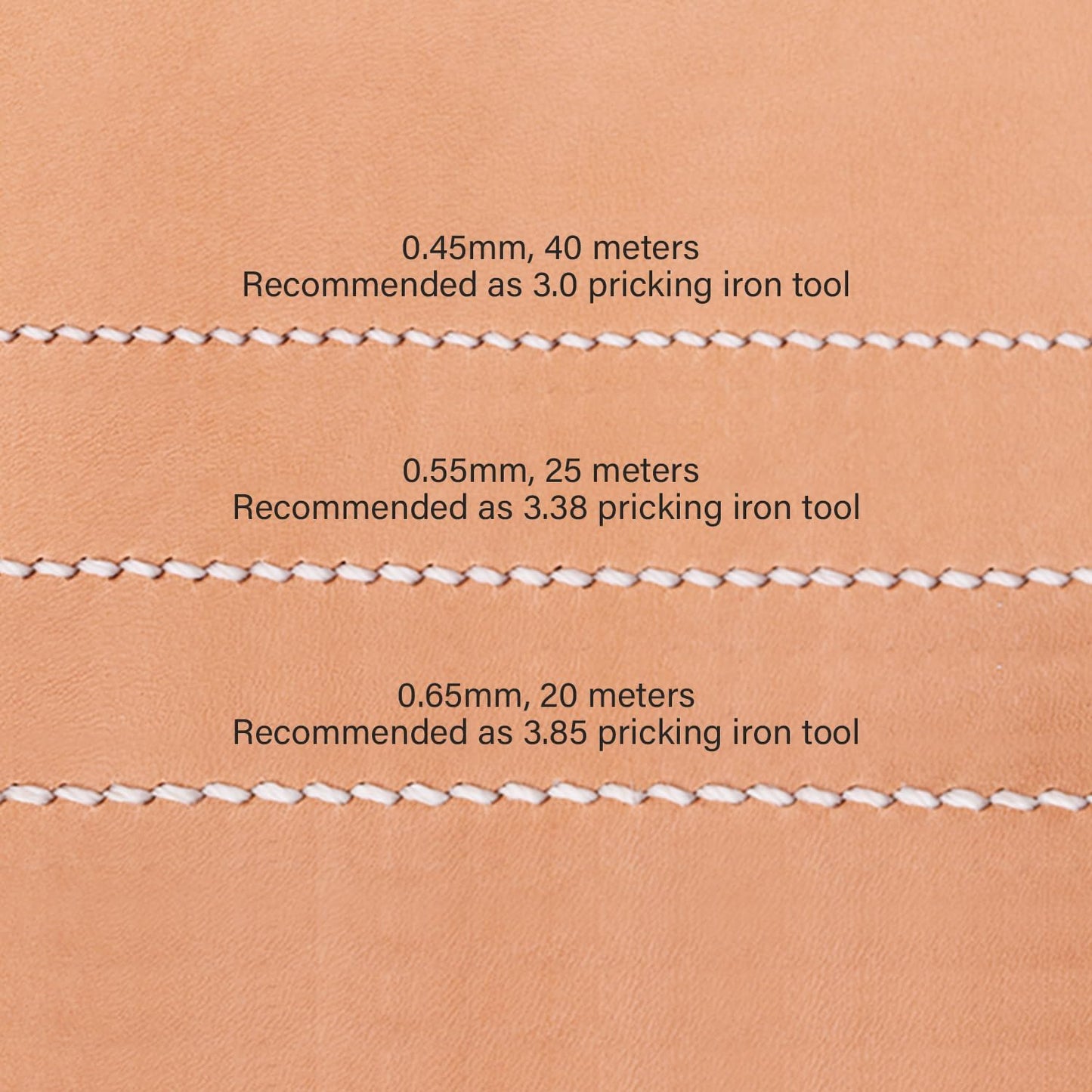 WUTA Leather Waxed Thread Round Polyester Sewing Threads with 12 Pcs Needles and Storage Bag Leather Craft Hand Stitching Line DIY Bracelet Thread Repair Work Cord (0.55mm