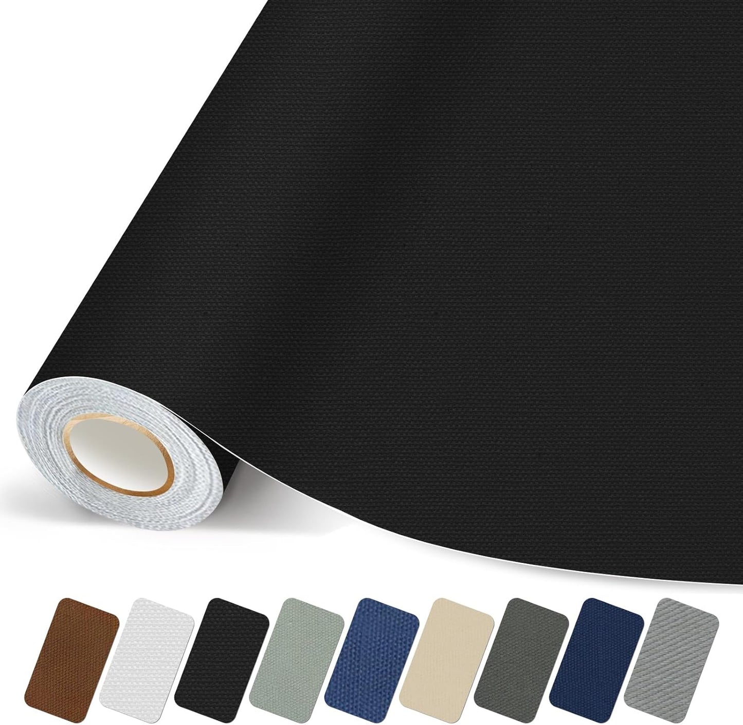 Canvas Repair Patch, 17X158 Inch Strong Sticky Fabric Repair Tape, Self-Adhesive Fabric Patch for Sofas, Tote Bags, Clothing, Car Seats, Furniture (Black, 17X158 Inch)
