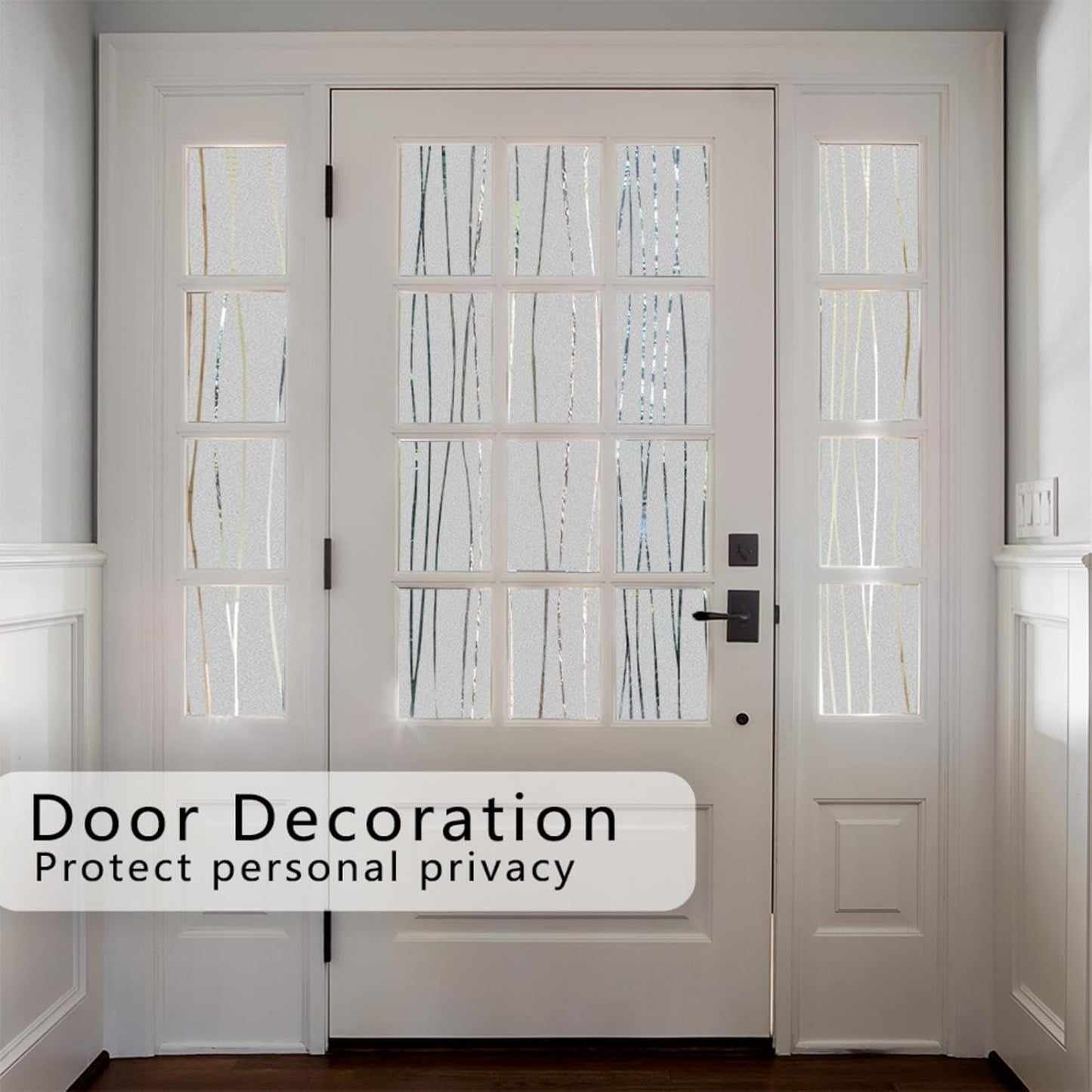 Finnez Window Privacy Film Decorative Frosted Window Cling Privacy Film for Glass, Non-Adhesive Heat Anti-UV for Home Office Living Room, Irregular Stripe Patterns, 35.4 x 118.1 Inches