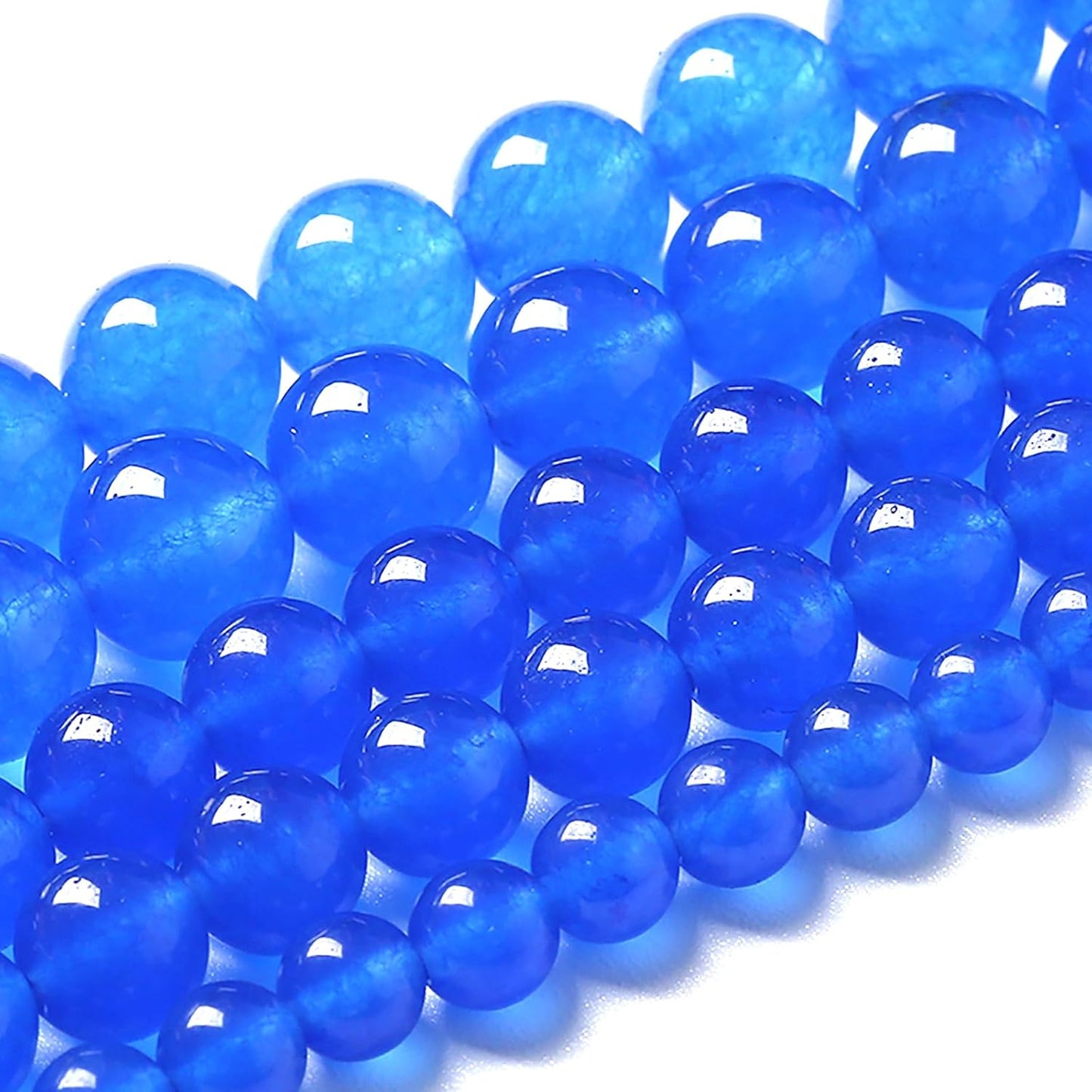 10MM Natural Purplish Blue Chalcedony Stone Beads Crystal Energy Round Loose Beads for Jewelry Making Bracelet 72pcs 2 Strands 32"