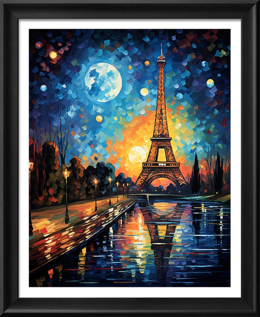 Leczany Cross Stitch Stamped Kit for Adults or Kids - Moonlight Tower | DIY Embroidery Starter Patterns Craft Kit Needlepoint for Beginner | 11CT, 3 Strands | 13.4x17.3 inches