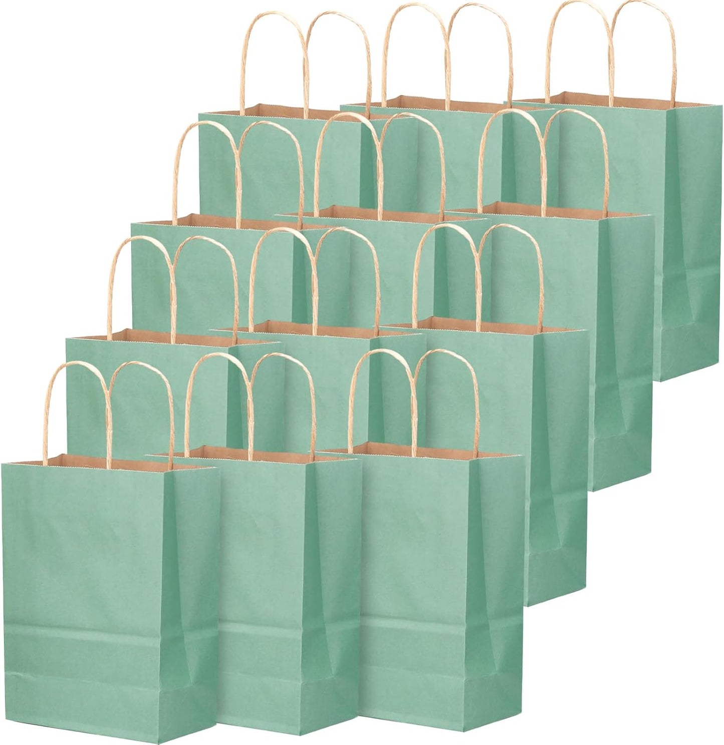 qiqee 32-Packs Light Blue Paper Gift Bags with Handles Bulk Medium Size Gift Bags Multiple Uses