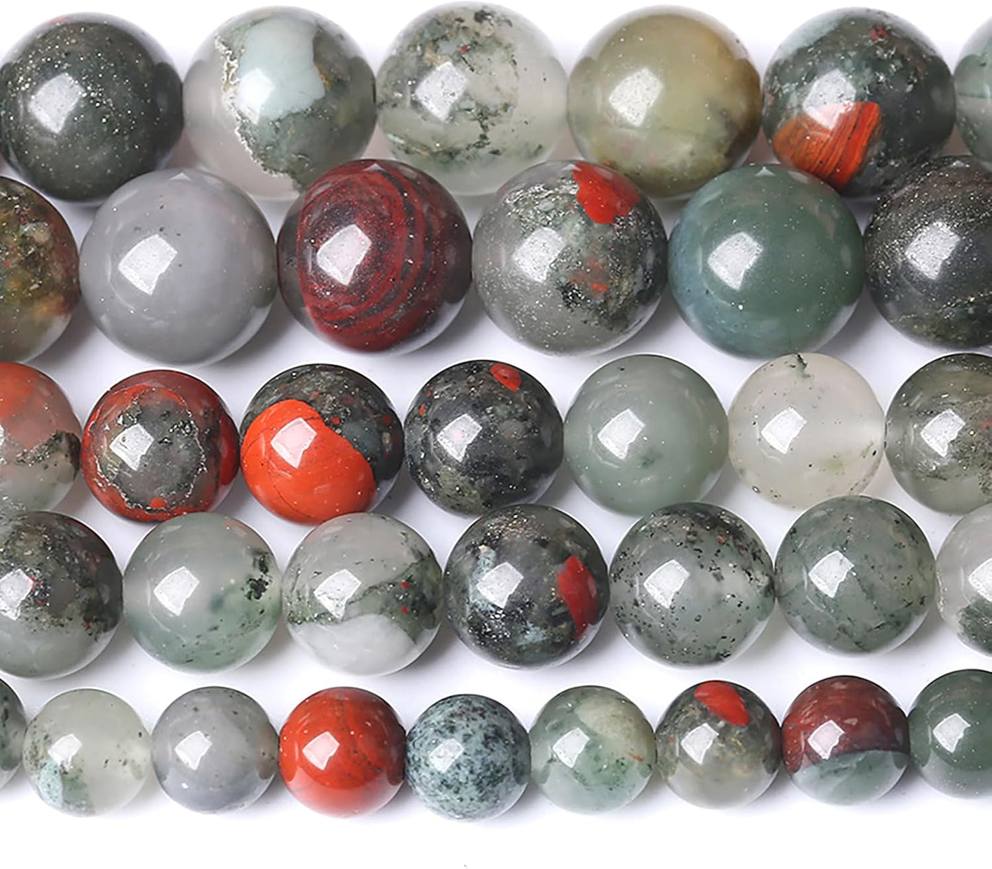 4MM Natural African Bloodstone Gemstone Round Beads Loose Spacer Stone Beads for Jewelry Making 180pcs 2 Strands 32"