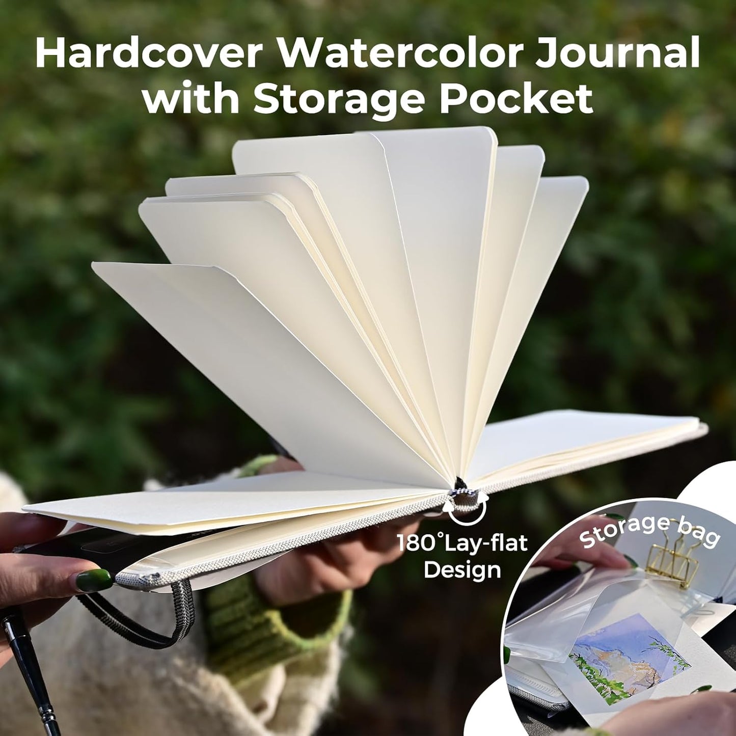 Funto Watercolor Journal, 3.5x5.5, 2 Pack, 24 Sheets Each, Cold-Pressed with Inner Pocket, 110lb/230gsm, Suitable for Techniques and Mixed Media