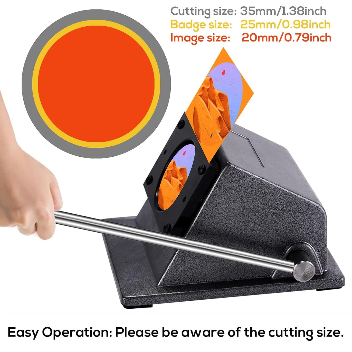 1"/25mm Button Paper Cutter 1.38"/35mm Circle Cutter Paper Puncher Precise Graphic Punch Die Cutter Cuts for Making 1-inch/25mm Buttons