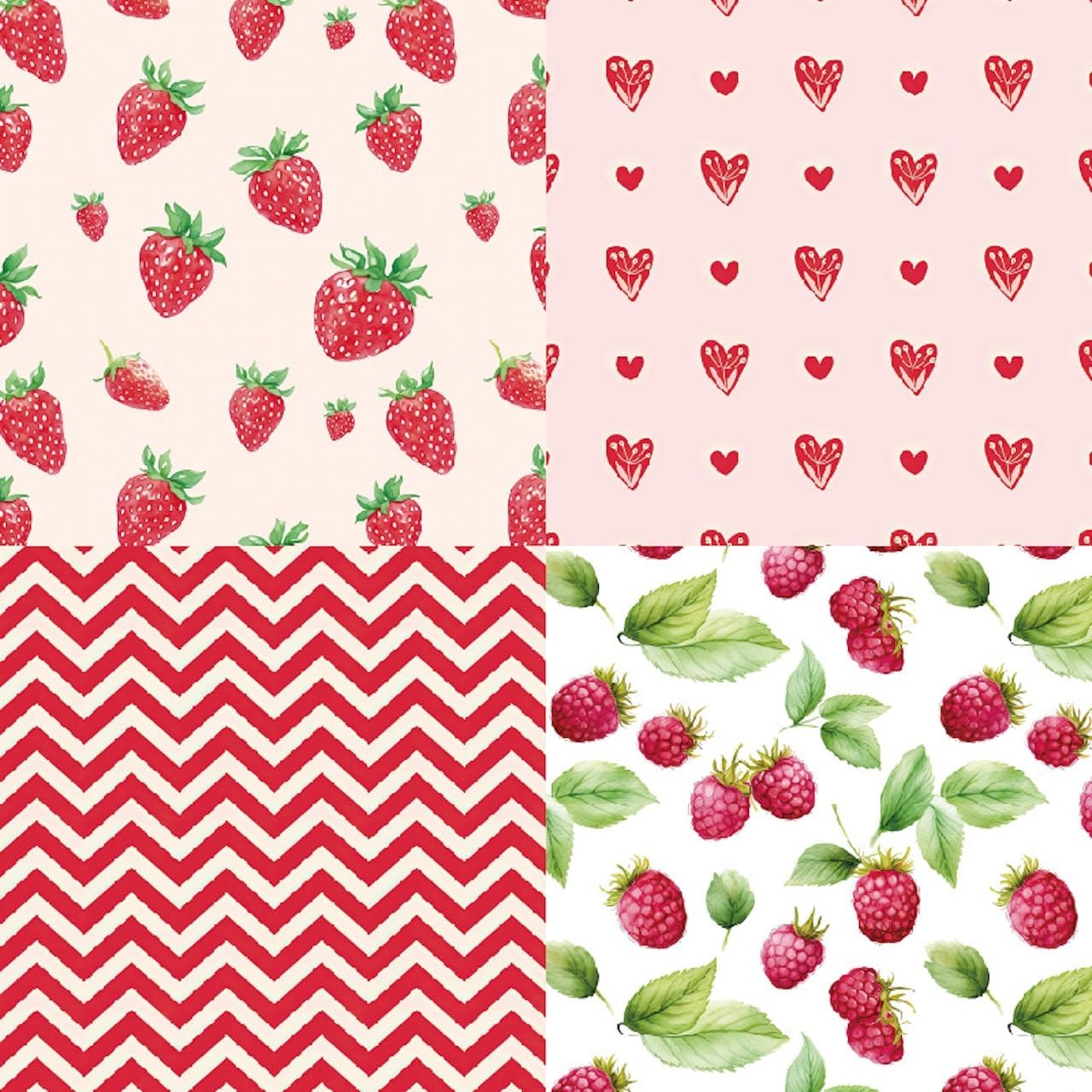 6x6 Berries & Blossoms Scrapbook Paper Pad | 24 Sheets (12 Designs) 160gsm Acid Free Cardstock | Strawberry, Cherry, Raspberry & Watermelon Patterns for Summer Crafts & Card Making