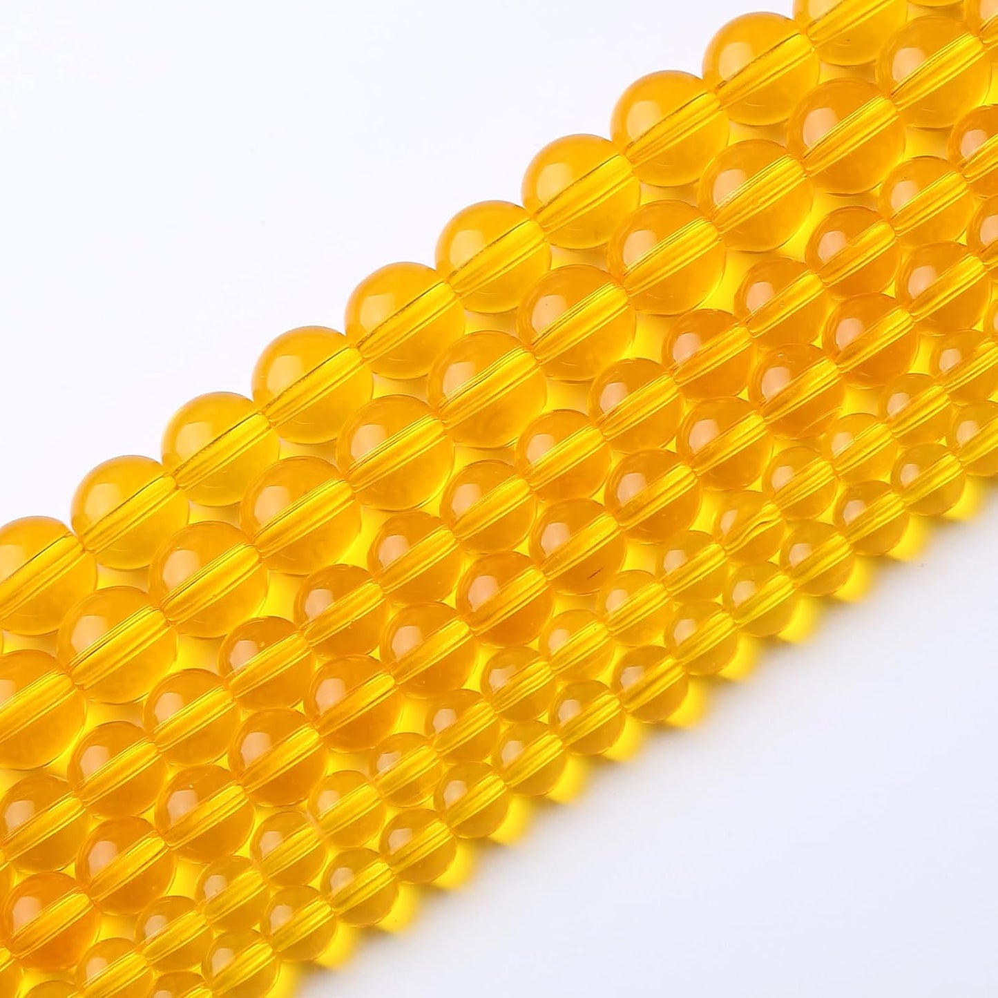 38pcs 10mm Smooth Yellow Crystal Glass Beads Citrine Round Loose Beads for Jewelry Making DIY Bracelet Necklace 15" Energy Healing Power Stone Beads