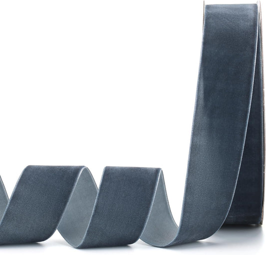 Dark Dusty Blue Velvet Ribbon,1-1/2"W x 20Yd Single Face,Great for Gift Wrapping,Hair Bows,Christmas,Wedding Decoration (1-1/2" Dark Dusty Blue)