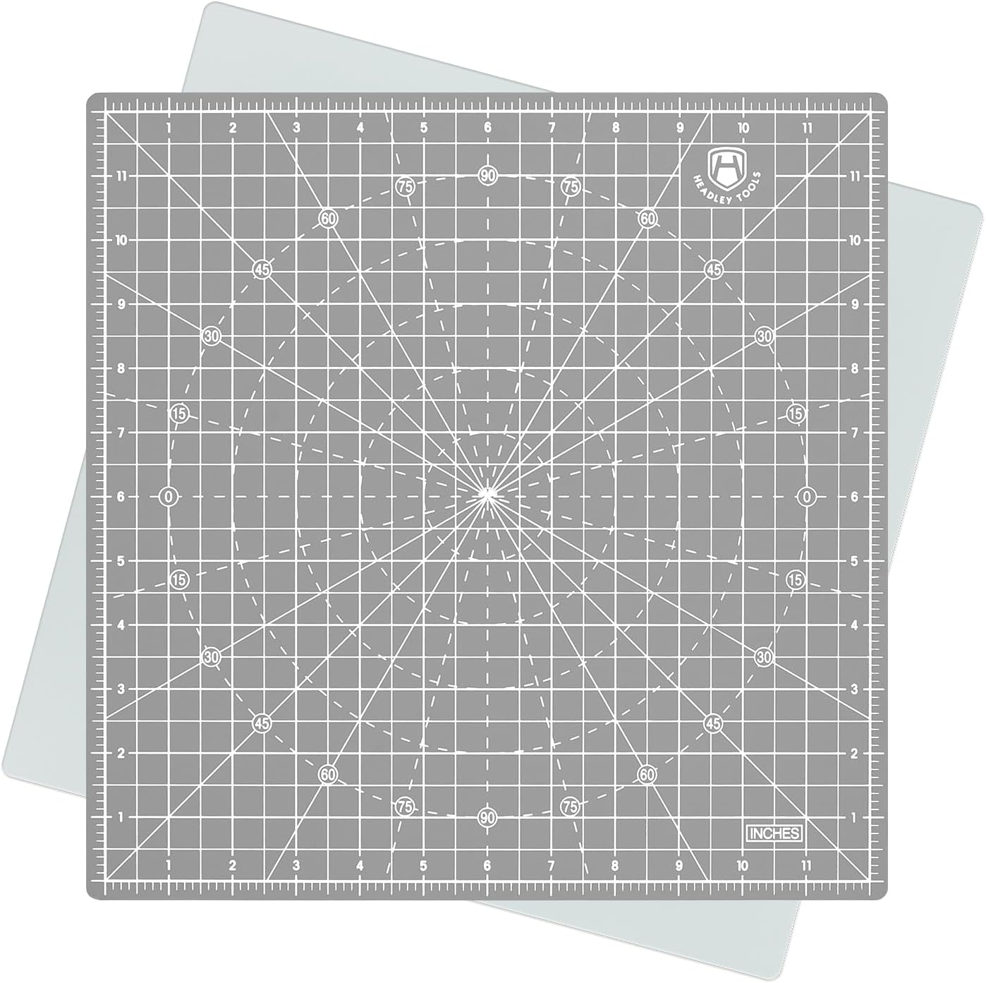 Headley Tools 12"x12" Rotating Cutting Mat, Self Healing Mat with 360-Degree Rotation & Anti-Slip Base, Sewing Board Cutting Mat Perfect for Fabric Quilting Leather Hobby Project, Grey