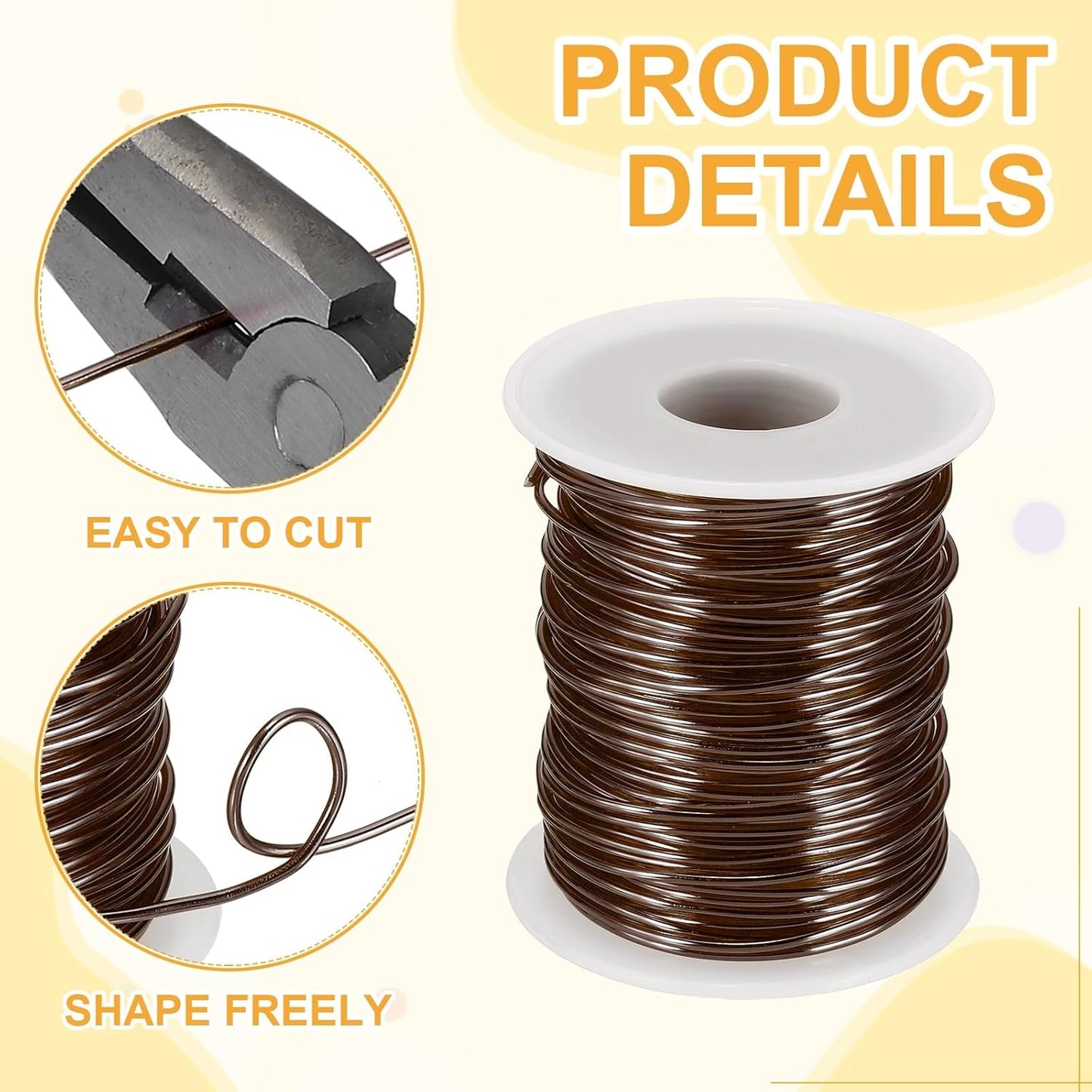 uxcell 16 Gauge / 1.5mm Anodized Aluminum Wire for Jewelry Craft Making, 102 Feet Bendable Flexible Wire for DIY Home Decor Gardening Sculpture, Bronze