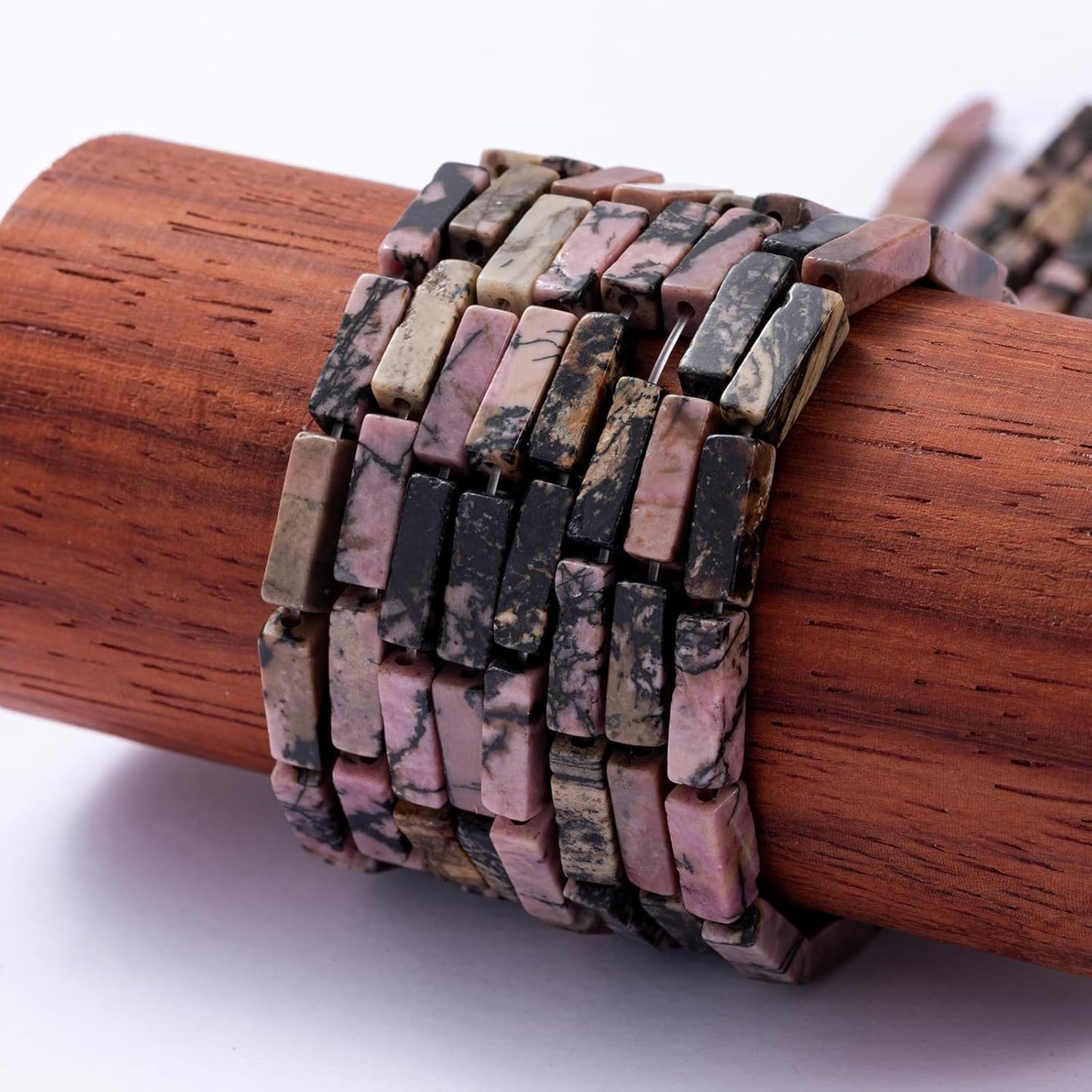 Natural Rhodochrosite Rectangle Tube Beads 4x13mm 38cm/str Loose Semi Gemstone Stone Beads for Making Bracelets Necklace Earrings