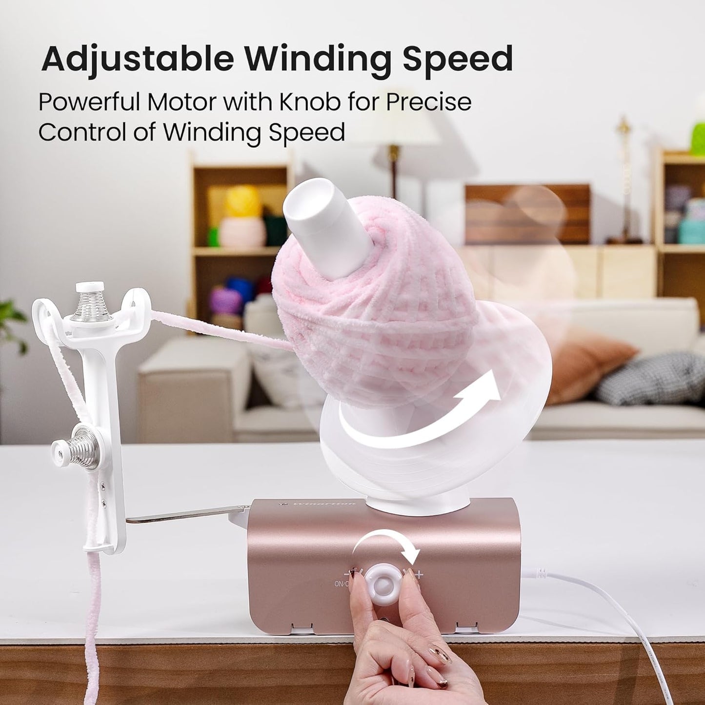 Winartton Electric Yarn Winder for Crocheting, Heavy-Duty Yarn Ball Winder 10 oz Large Capacity, Automatic Yarn Cake Winder Spinner Roller, Crocheting Tools Supplies for Knitting Lovers(Patented)