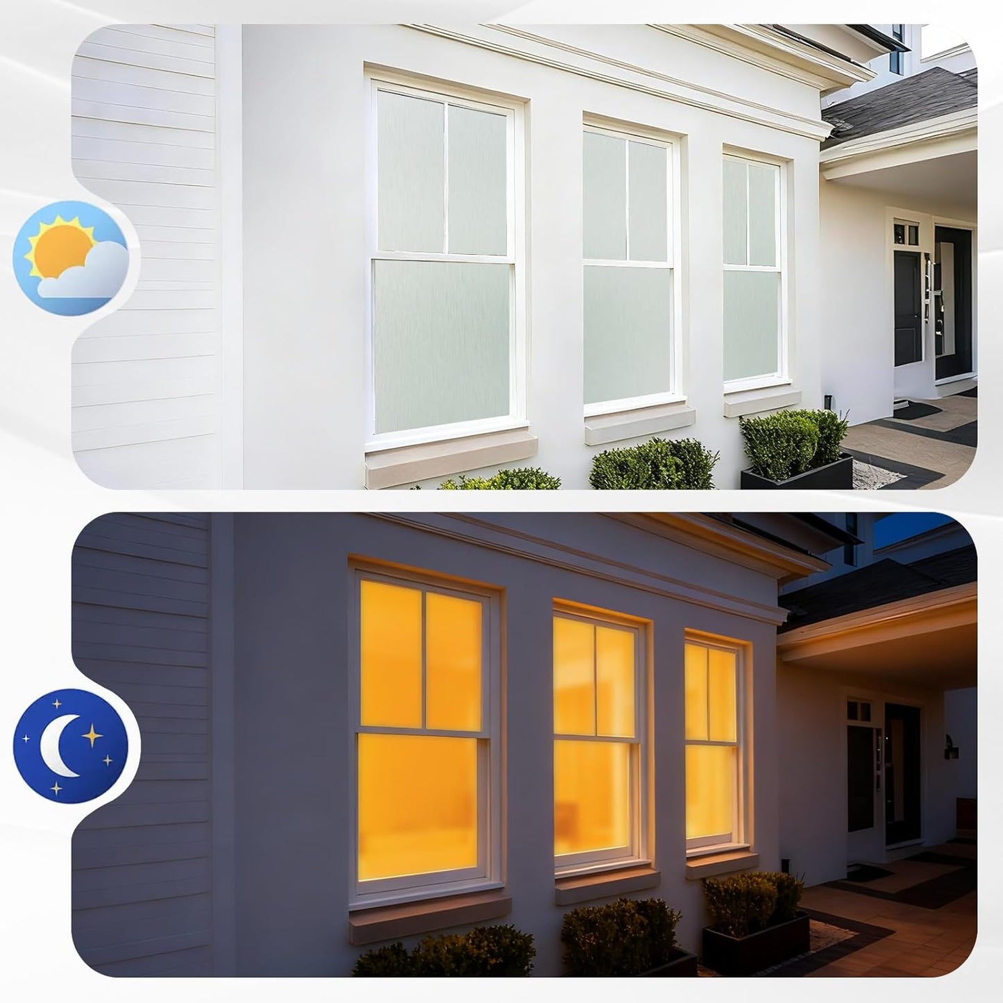 Borsky Frosted Glass Window Film - Static Cling, 96% UV Blocking Non-Adhesive Privacy Window Film, Removable Window Cling with Day & Night Privacy for Bathroom Home Office 17.5 x 118.1 Inches, Pure